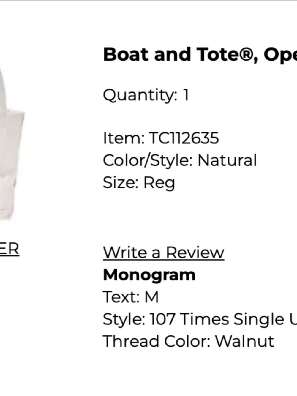 LL Bean Monogrammed Boat and Tote Bag - Picture 4 of 4